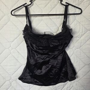 Vintage Fredericks of Hollywood Sexy Little Things black Silky bra corset top 34